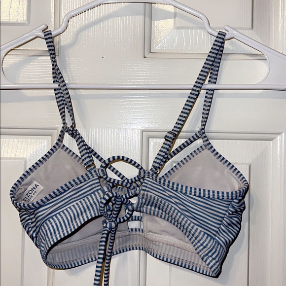 Arizona Brand Blue and White Striped Strappy Bikini Top - Picture 3 of 4